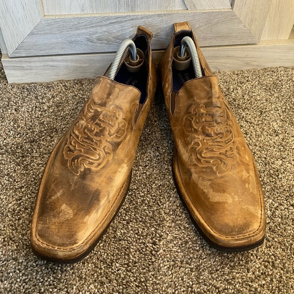 Mark Nason Rock Never Dies Brown Distressed Leather Loafers Shoes Size 10.5 - Picture 4 of 12